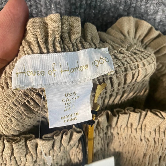 House of Harlow 1960 Linen Jumpsuit Small Tan Belted Straight Leg NWT - Picture 9 of 11